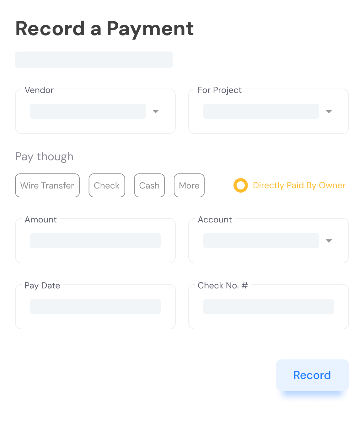 Owner Payment Entry