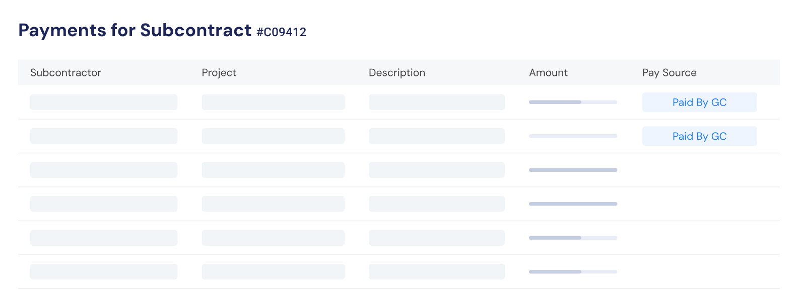 Subcontractor Payment Ledger