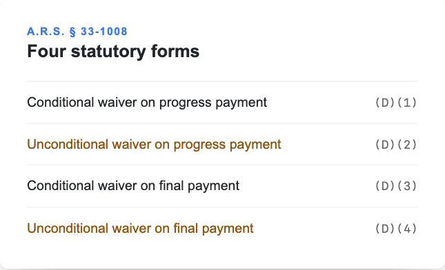 The four statutory forms in A.R.S. 33-1008