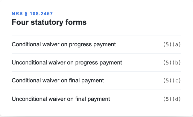 The four statutory forms in NRS 108.2457