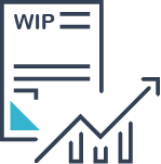 Icon representing real-time tracking of project work in progress (WIP) in construction accounting software.